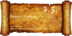 Hencz Zakeus névjegykártya